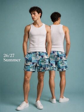 Vintage Nautica Surf  Board Men Size L Blue Spelled Letters Swim Beach Shorts